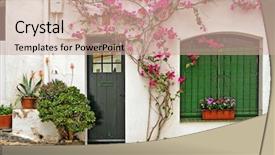  Presentation with street - Colorful PPT theme enhanced with shale - view of a street backdrop and a coral colored foreground