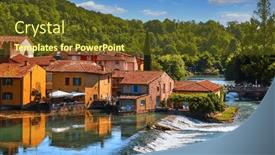  Presentation with river forest village - Presentation consisting of old-village-borghetto-valeggio-sul background and a tawny brown colored foreground