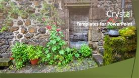  Presentation with village - Beautiful presentation theme featuring old village in central burgund france backdrop and a coral colored foreground