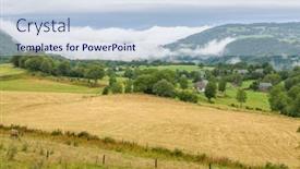  Presentation with village - Presentation theme having old-village-in-central-burgund background and a lemonade colored foreground