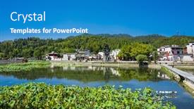  Presentation with old china - PPT theme enhanced with old-village-in-hongcun-anhui background and a teal colored foreground