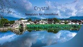  Presentation with old china - Amazing theme having old-village-in-hongcun-anhui backdrop and a light blue colored foreground