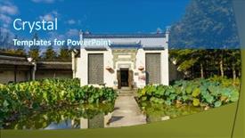  Presentation with old china - Cool new theme with old-village-in-hongcun-anhui backdrop and a teal colored foreground