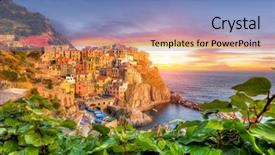  Presentation with coast - Cool new presentation theme with old village manarola coast of italy backdrop and a teal colored foreground