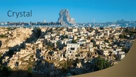  Presentation with base - Slide set having old-village-of-uchisar-huddled background and a teal colored foreground