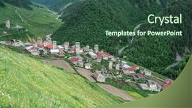 Presentation with village - Audience pleasing PPT layouts consisting of old-village-on-caucasus-mountain backdrop and a tawny brown colored foreground