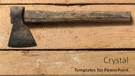  Presentation with hand tools - PPT theme consisting of old-vintage-axe-closeup background and a coral colored foreground