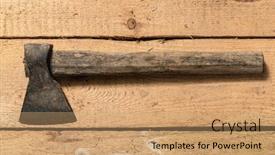  Presentation with hand tools - Colorful slide deck enhanced with old-vintage-axe-closeup backdrop and a coral colored foreground