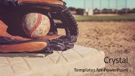  Presentation with vintage baseball - Slide deck enhanced with old vintage baseball and glove background and a coral colored foreground