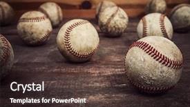  Presentation with vintage baseball - Colorful presentation theme enhanced with old vintage baseball background shallow backdrop and a tawny brown colored foreground
