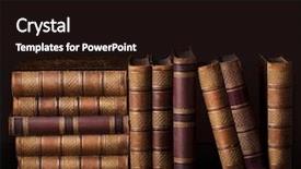  Presentation with vintage book - Amazing slide deck having old vintage books standing backdrop and a wine colored foreground