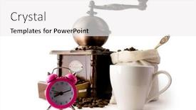  Presentation with coffee beans - Beautiful presentation featuring old-vintage-coffee-grinder backdrop and a white colored foreground