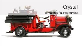  Presentation with fire truck - Cool new PPT theme with old vintage fire truck isolated backdrop and a white colored foreground
