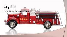  Presentation with fire truck - Amazing theme having old vintage fire truck isolated backdrop and a white colored foreground