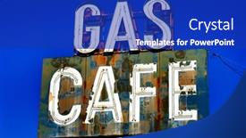  Presentation with sky blue - Cool new slides with old-vintage-gas-cafe-sign backdrop and a royal blue colored foreground