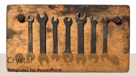  Presentation with old style - Cool new slides with old-vintage-hand-tool-set backdrop and a gold colored foreground