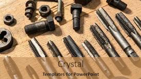  Presentation with hand tools - PPT theme having old-vintage-hand-tools-drills background and a coral colored foreground