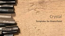  Presentation with hand tools - Colorful slide deck enhanced with old-vintage-hand-tools-drills backdrop and a coral colored foreground