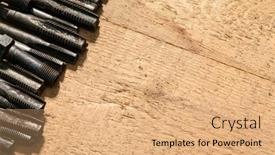  Presentation with hand tools - Presentation design having old-vintage-hand-tools-drills background and a coral colored foreground
