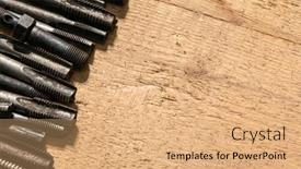  Presentation with hand tools - Presentation theme having old-vintage-hand-tools-drills background and a coral colored foreground