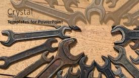  Presentation with hand tools - Slide deck with old-vintage-hand-tools-set background and a coral colored foreground