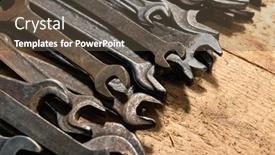  Presentation with hand tools - Presentation design with old-vintage-hand-tools-set background and a tawny brown colored foreground