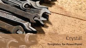  Presentation with hand tools - Amazing theme having old-vintage-hand-tools-set backdrop and a coral colored foreground