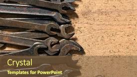  Presentation with hand tools - Presentation design enhanced with old-vintage-hand-tools-set background and a tawny brown colored foreground