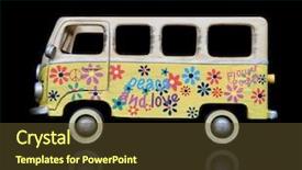  Presentation with hippie - Theme having old vintage hippie peace background and a tawny brown colored foreground