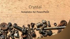  Presentation with hand tools - Slide deck featuring old-vintage-household-bolts-nuts background and a coral colored foreground