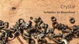  Presentation with hand tools - Slide deck featuring old-vintage-household-bolts-nuts background and a coral colored foreground