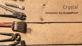  Presentation with hand tools - Cool new theme with old-vintage-household-hand-tools backdrop and a coral colored foreground
