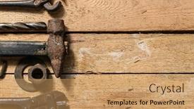  Presentation with hand tools - PPT layouts having old-vintage-household-hand-tools background and a coral colored foreground