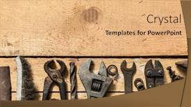  Presentation with hand tools - Cool new presentation theme with old-vintage-household-hand-tools backdrop and a coral colored foreground