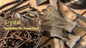  Presentation with diy - Cool new presentation theme with old-vintage-household-hand-tools backdrop and a tawny brown colored foreground