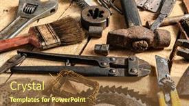  Presentation with diy - PPT theme consisting of old-vintage-household-hand-tools background and a tawny brown colored foreground