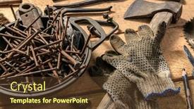  Presentation with diy - PPT theme having old-vintage-household-hand-tools background and a tawny brown colored foreground