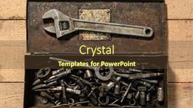  Presentation with iron - Slide set consisting of old-vintage-iron-toolbox-full background and a tawny brown colored foreground