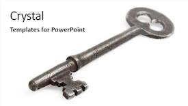  Presentation with skeleton - Beautiful theme featuring old vintage key on white backdrop and a white colored foreground