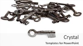  Presentation with white gold - PPT layouts with old vintage key on white background and a white colored foreground