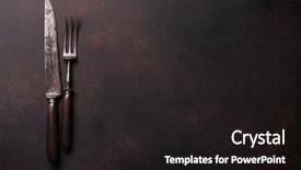  Presentation with vintage cooking - Audience pleasing theme consisting of old vintage kitchen utensils fork backdrop and a dark gray colored foreground