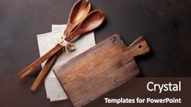  Presentation with kitchen utensils - Amazing slide set having old vintage kitchen utensils top backdrop and a tawny brown colored foreground