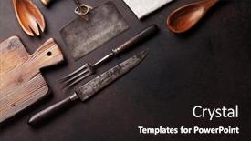  Presentation with kitchen utensils - Audience pleasing slides consisting of old vintage kitchen utensils on stone table top view with copy space backdrop and a dark gray colored foreground