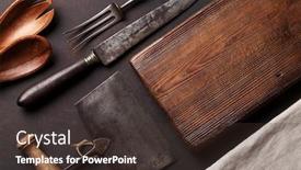  Presentation with utensils - PPT layouts consisting of old vintage kitchen utensils on stone table top view background and a tawny brown colored foreground