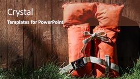  Presentation with life - PPT theme featuring old-vintage-life-vest-leaning background and a tawny brown colored foreground