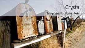  Presentation with united states - Colorful presentation theme enhanced with old vintage mailboxes in rural backdrop and a lemonade colored foreground