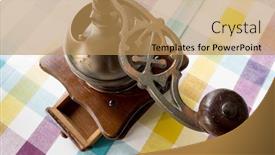  Presentation with vintage - Beautiful PPT layouts featuring old-vintage-manual-coffee-grinder backdrop and a coral colored foreground