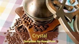  Presentation with vintage - Slide set enhanced with old-vintage-manual-coffee-grinder background and a tawny brown colored foreground