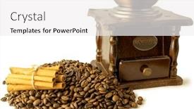  Presentation with coffee - Audience pleasing presentation consisting of old-vintage-manual-coffee-grinder backdrop and a white colored foreground