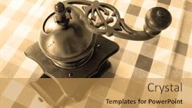  Presentation with vintage - Slide set featuring old-vintage-manual-coffee-grinder background and a gold colored foreground